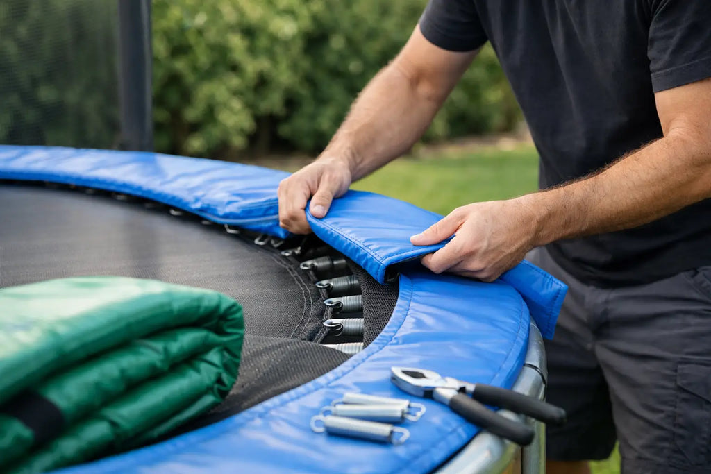 Hvordan skifter man trampolin kantpude?