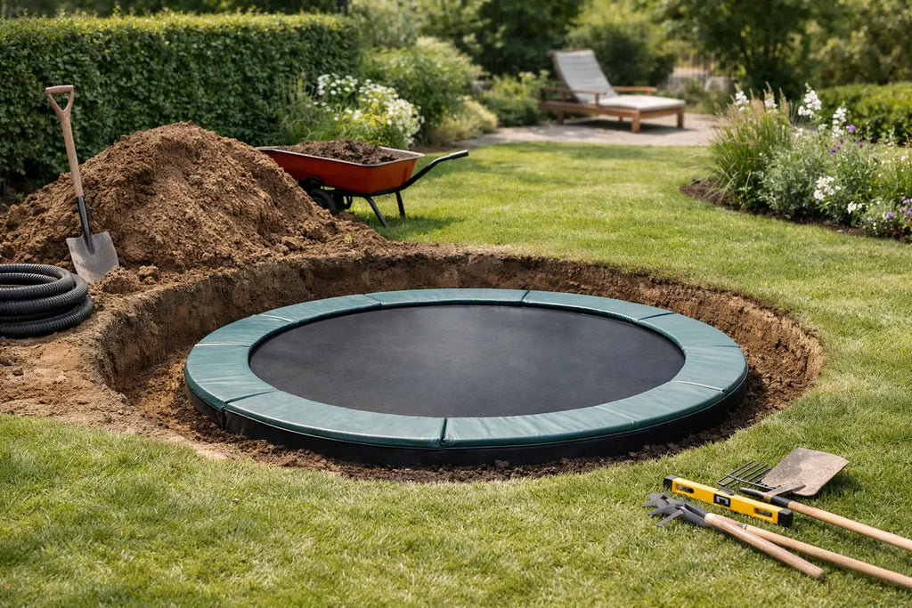 Sådan nedgraver du en trampolin i haven