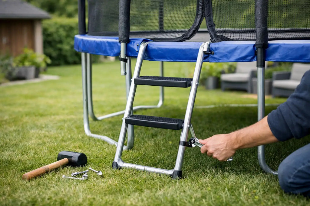 Sådan kan du montere trampolinstige sikkert hjemme