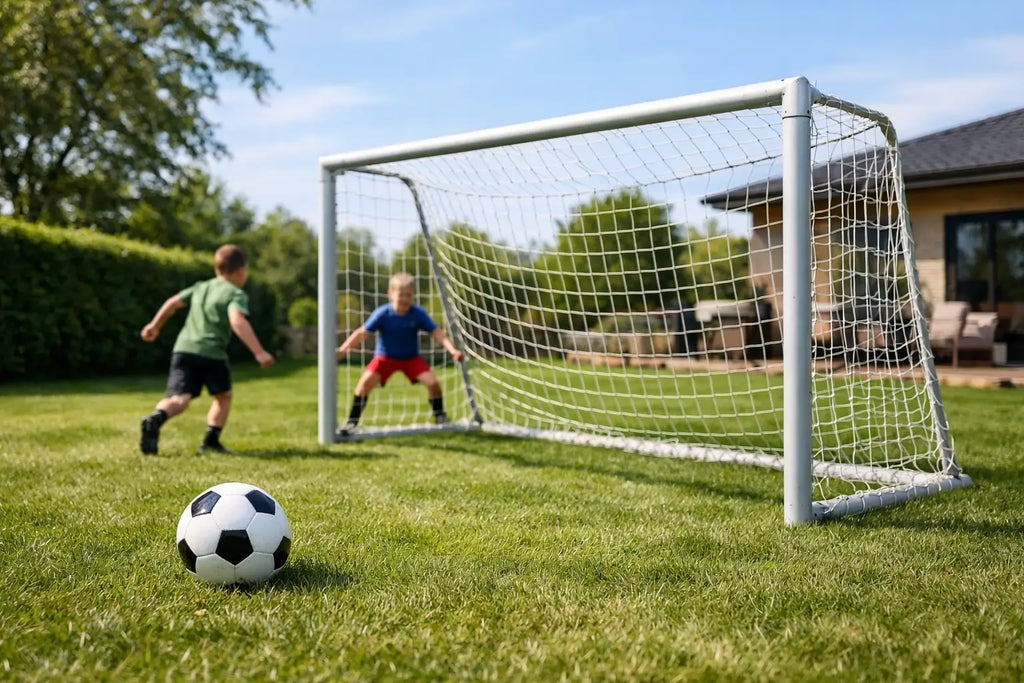 Fodboldmål til haven der holder til kampen