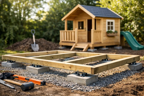 Opsætning af legehus fundament, der holder