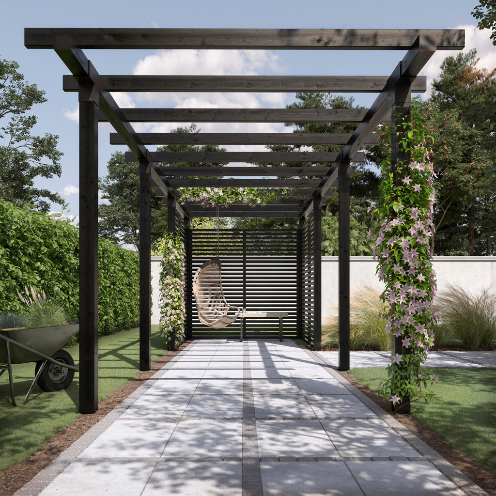 Dobbelt Pergola 3 moduler inkl. Tokyo hegn