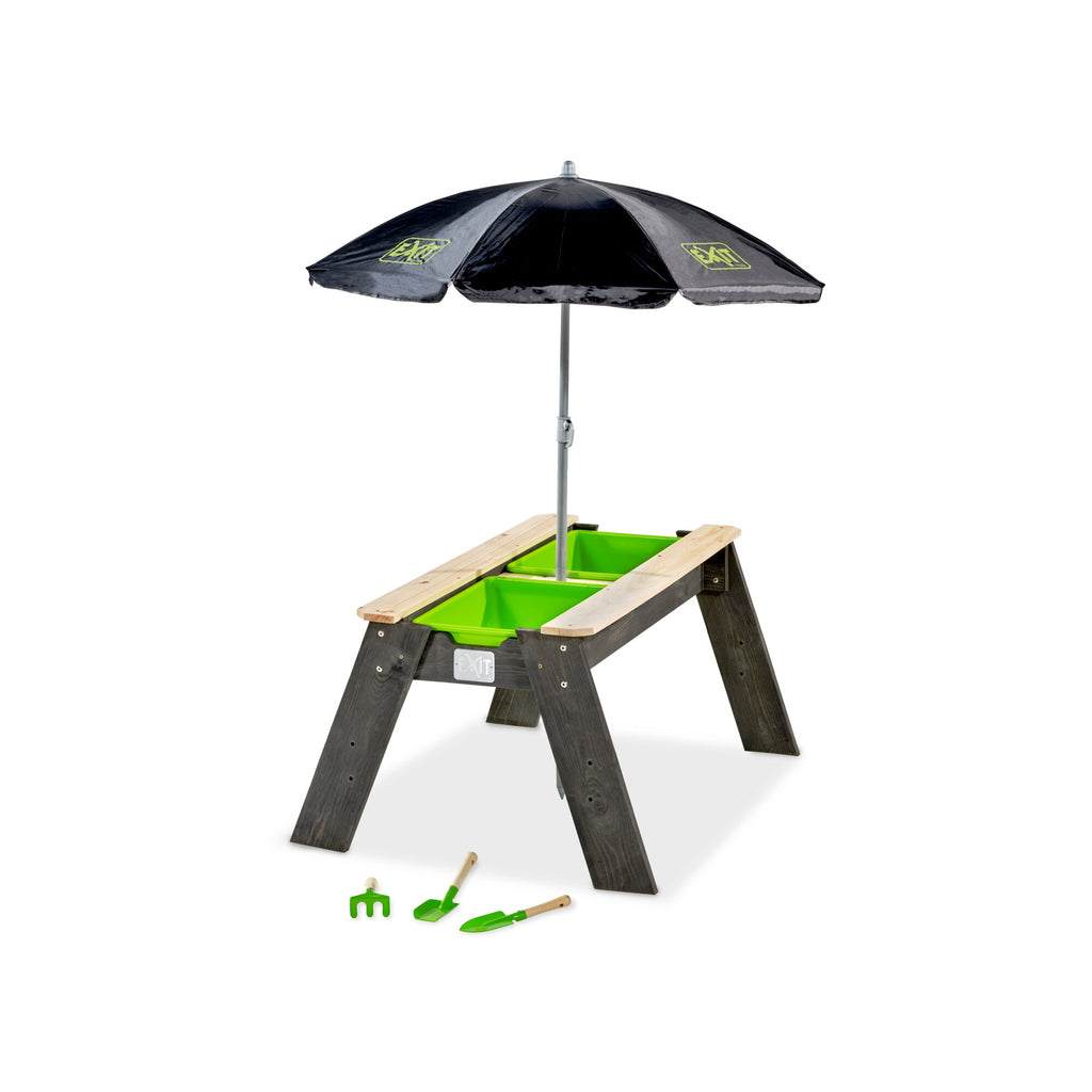 EXIT Aksent sand- og vandbord med parasol og haveredskaber