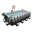 EXIT Black Leather pool 400x200x100cm med sandfilterpumpe og poolskærm - sort