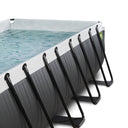 EXIT Black Leather pool 400x200x122cm med sandfilterpumpe og poolskærm og varmepumpe - sort