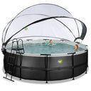EXIT Black Leather pool ø450x122cm med sandfilterpumpe og poolskærm - sort