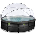 EXIT Black Leather pool ø488x122cm med sandfilterpumpe og poolskærm og varmepumpe - sort