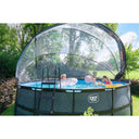 EXIT Black Leather pool ø488x122cm med sandfilterpumpe og poolskærm og varmepumpe - sort