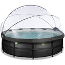 EXIT Black Leather pool ø488x122cm med sandfilterpumpe og poolskærm - sort