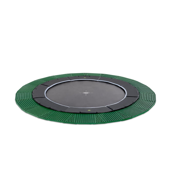 EXIT Dynamic trampolin i jordniveau ø366cm med Freezone sikkerhedsfliser