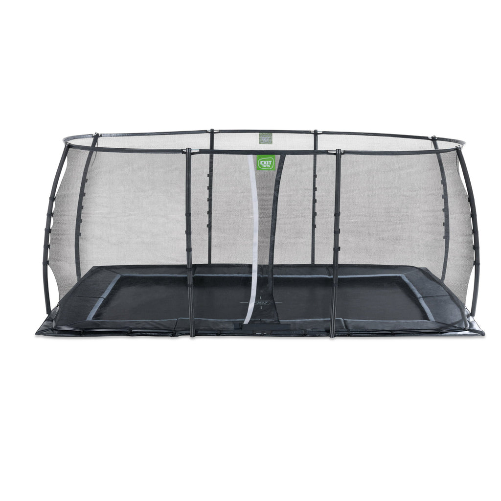 EXIT Dynamic trampolin i jordniveau 305x519cm med sikkerhedsnet - sort