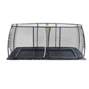 EXIT Dynamic trampolin i jordniveau 305x519cm med sikkerhedsnet - sort