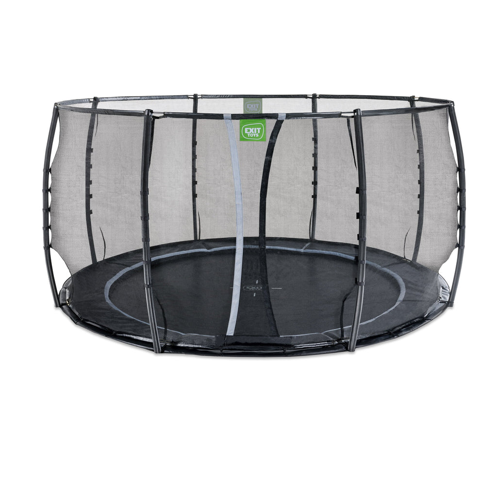 EXIT Dynamic trampolin i jordniveau ø427cm med sikkerhedsnet - sort