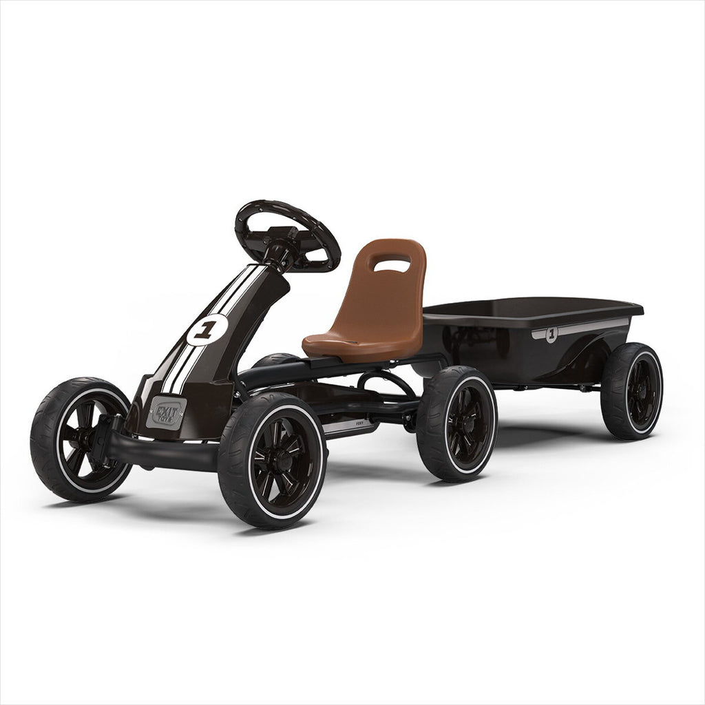 EXIT Foxy gokart med pedaler med trailer - Espresso Sort