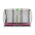 EXIT Silhouette nedgravet trampolin 214x305cm med sikkerhedsnet - lyserød