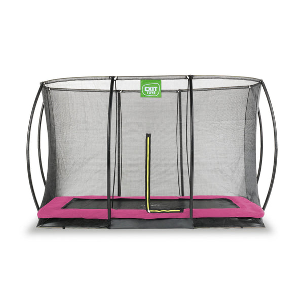 EXIT Silhouette nedgravet trampolin 214x305cm med sikkerhedsnet - lyserød