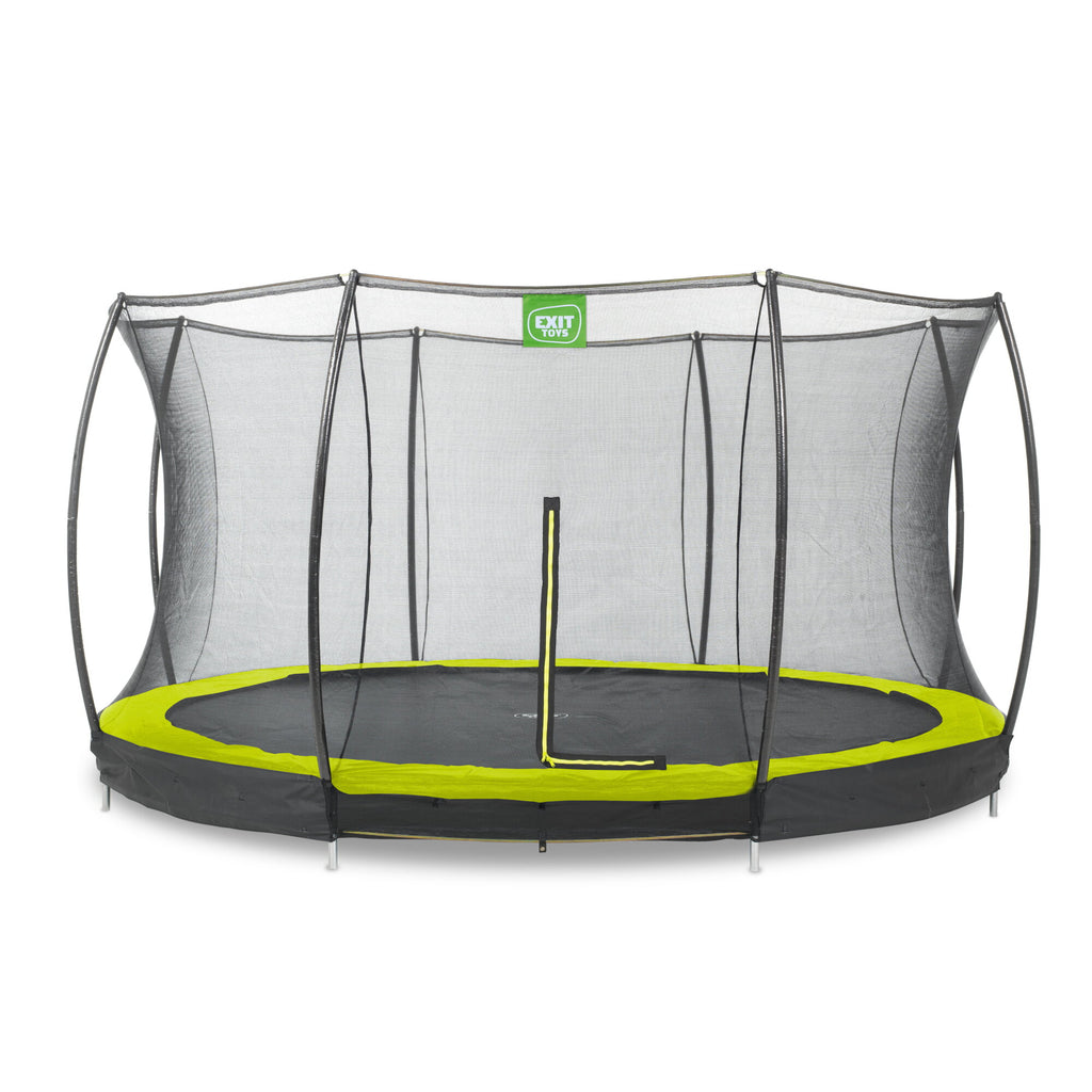 EXIT Silhouette nedgravet trampolin ø366cm med sikkerhedsnet - grøn