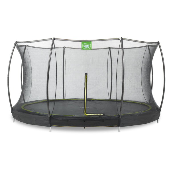 EXIT Silhouette nedgravet trampolin ø427cm med sikkerhedsnet - sort
