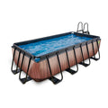 EXIT Wood pool 400x200x100cm med filterpumpe - brun