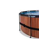 EXIT Wood pool ø427x122cm med sandfilterpumpe og poolskærm og varmepumpe - brun