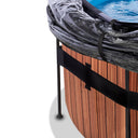 EXIT Wood pool ø488x122cm med sandfilterpumpe og poolskærm og varmepumpe - brun
