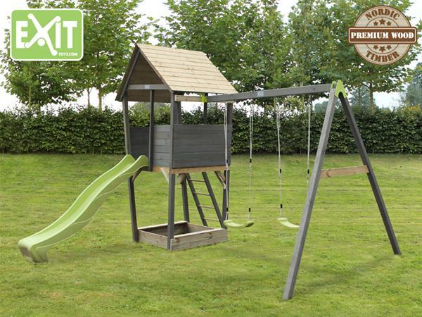 Aksent Legetårn med gyngestativ og rutsjebane